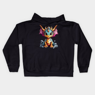 Colorful funny baby dragon Kids Hoodie